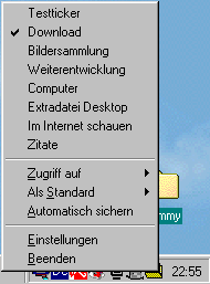 Screenshot Textsaver: Traymenü